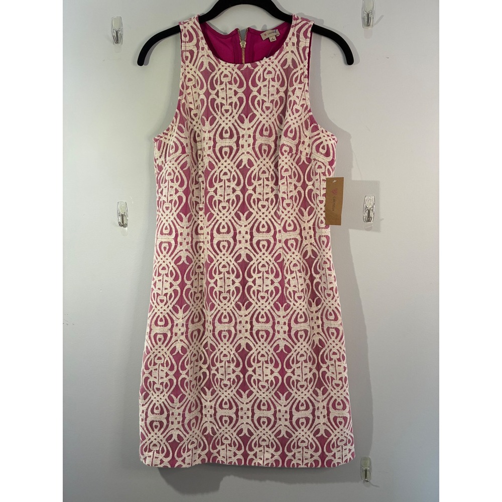 Cremieux Sleeveless Lace Overlay Party‎ Cocktail Sheath Dress Pink Lined Size 6
